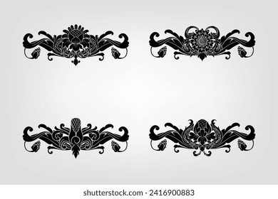Classical Baroque Filigree Decoration Ornament Vintage Floral Border Style Antique Art Retro