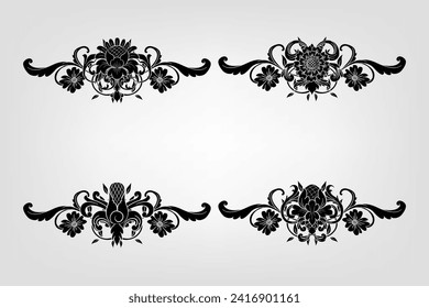 Classical Baroque Filigree Decoration Ornament Vintage Floral Border Style Antique Art Retro