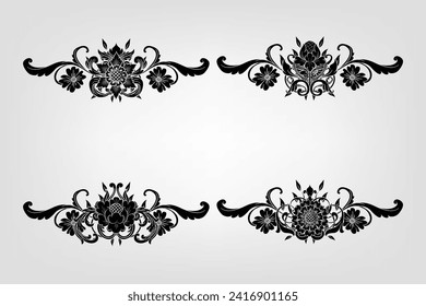 Classical Baroque Filigree Decoration Ornament Vintage Floral Border Style Antique Art Retro