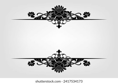 Classical Baroque Filigree Decoration Ornament Vintage Floral Border Style Antique Art Retro