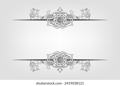 Classical Baroque Filigree Decoration Ornament Vintage Floral Border Style Antique Art Retro