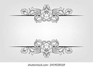 Classical Baroque Filigree Decoration Ornament Vintage Floral Border Style Antique Art Retro