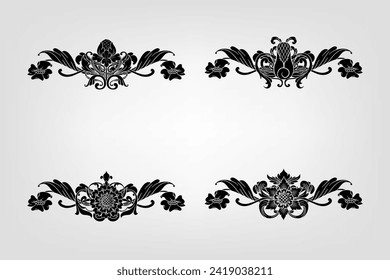 Classical Baroque Filigree Decoration Ornament Vintage Floral Border Style Antique Art Retro