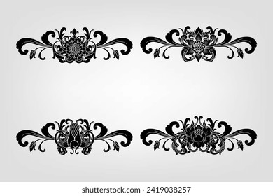 Classical Baroque Filigree Decoration Ornament Vintage Floral Border Style Antique Art Retro