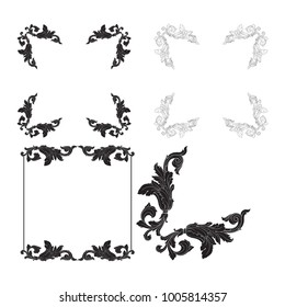 Classical baroque vector set of vintage elements for design. Decorative design element filigree calligraphy vector. You can use for wedding decoration of greeting card and laser cutting.