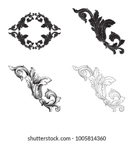 Classical baroque vector set of vintage elements for design. Decorative design element filigree calligraphy vector. You can use for wedding decoration of greeting card and laser cutting.