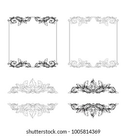 Classical baroque vector set of vintage elements for design. Decorative design element filigree calligraphy vector. You can use for wedding decoration of greeting card and laser cutting.
