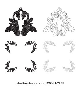 Classical baroque vector set of vintage elements for design. Decorative design element filigree calligraphy vector. You can use for wedding decoration of greeting card and laser cutting.