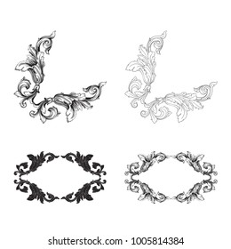 Classical baroque vector set of vintage elements for design. Decorative design element filigree calligraphy vector. You can use for wedding decoration of greeting card and laser cutting.