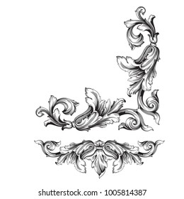 Classical baroque vector set of vintage elements for design. Decorative design element filigree calligraphy vector. You can use for wedding decoration of greeting card and laser cutting.