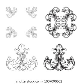 Classical baroque vector set of vintage elements for design. Decorative design element filigree calligraphy vector. You can use for wedding decoration of greeting card and laser cutting.