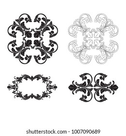 Classical baroque vector set of vintage elements for design. Decorative design element filigree calligraphy vector. You can use for wedding decoration of greeting card and laser cutting.