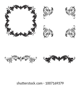 Classical baroque vector set of vintage elements for design. Decorative design element filigree calligraphy vector. You can use for wedding decoration of greeting card and laser cutting.