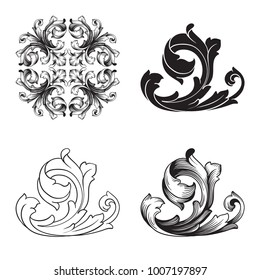 Classical baroque vector set of vintage elements for design. Decorative design element filigree calligraphy vector. You can use for wedding decoration of greeting card and laser cutting.