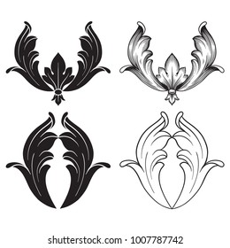 Classical baroque vector set of vintage elements for design. Decorative design element filigree calligraphy vector. You can use for wedding decoration of greeting card and laser cutting.