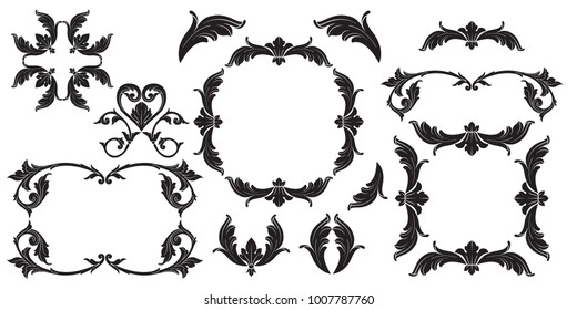 Classical baroque vector set of vintage elements for design. Decorative design element filigree calligraphy vector. You can use for wedding decoration of greeting card and laser cutting.