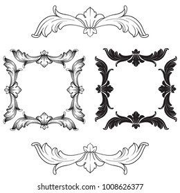 Classical baroque vector set of vintage elements for design. Decorative design element filigree calligraphy vector. You can use for wedding decoration of greeting card and laser cutting.
