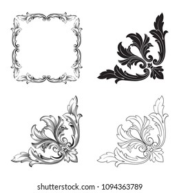 Classical baroque vector set of vintage elements for design. Decorative design element filigree calligraphy vector. You can use for wedding decoration of greeting card and laser cutting.