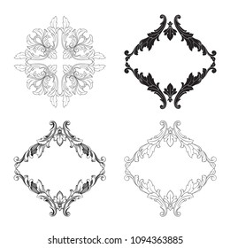 Classical baroque vector set of vintage elements for design. Decorative design element filigree calligraphy vector. You can use for wedding decoration of greeting card and laser cutting.
