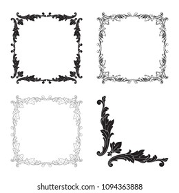 Classical baroque vector set of vintage elements for design. Decorative design element filigree calligraphy vector. You can use for wedding decoration of greeting card and laser cutting.