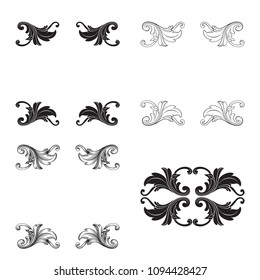 Classical baroque vector set of vintage elements for design. Decorative design element filigree calligraphy vector. You can use for wedding decoration of greeting card and laser cutting.