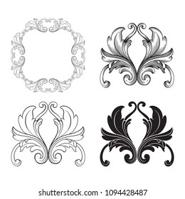Classical baroque vector set of vintage elements for design. Decorative design element filigree calligraphy vector. You can use for wedding decoration of greeting card and laser cutting.