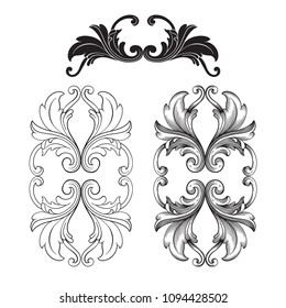 Classical baroque vector set of vintage elements for design. Decorative design element filigree calligraphy vector. You can use for wedding decoration of greeting card and laser cutting.
