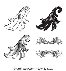 Classical baroque vector set of vintage elements for design. Decorative design element filigree calligraphy vector. You can use for wedding decoration of greeting card and laser cutting.