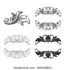 Classical baroque vector set of vintage elements for design. Decorative design element filigree calligraphy vector. You can use for wedding decoration of greeting card and laser cutting.