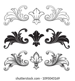 Classical baroque vector set of vintage elements for design. Decorative design element filigree calligraphy vector. You can use for wedding decoration of greeting card and laser cutting.