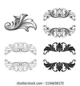 Classical baroque vector set of vintage elements for design. Decorative design element filigree calligraphy vector. You can use for wedding decoration of greeting card and laser cutting.