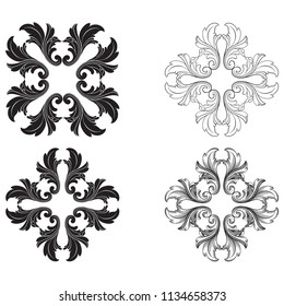 Classical baroque vector set of vintage elements for design. Decorative design element filigree calligraphy vector. You can use for wedding decoration of greeting card and laser cutting.