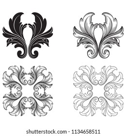 Classical baroque vector set of vintage elements for design. Decorative design element filigree calligraphy vector. You can use for wedding decoration of greeting card and laser cutting.