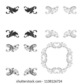 Classical baroque vector set of vintage elements for design. Decorative design element filigree calligraphy vector. You can use for wedding decoration of greeting card and laser cutting.