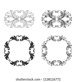 Classical baroque vector set of vintage elements for design. Decorative design element filigree calligraphy vector. You can use for wedding decoration of greeting card and laser cutting.
