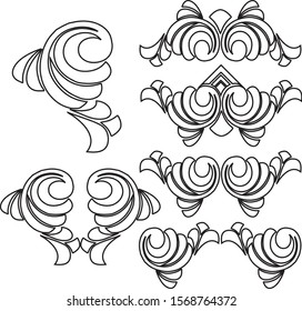 Classical baroque vector set of vintage elements for design. Decorative design element.