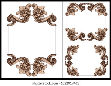 Classical baroque vector set of vintage elements for design. Decorative design element filigree calligraphy vector. You can use for wedding decoration of greeting card and laser cutting.