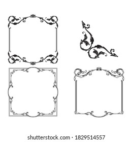 Conjunto clásico barroco vectorial de elementos vintage para el diseño. Vector de caligrafía de filigree de elemento de diseño decorativo. Puedes usar para la decoración de bodas de tarjetas de felicitación y corte láser.