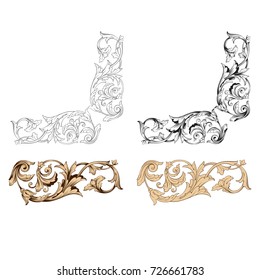 Classical baroque vector set of vintage elements for design. Decorative design element filigree calligraphy vector. You can use for wedding decoration of greeting card and laser cutting.