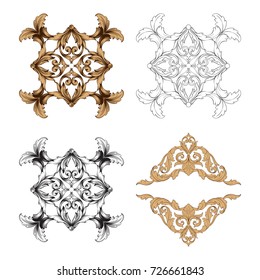 Classical baroque vector set of vintage elements for design. Decorative design element filigree calligraphy vector. You can use for wedding decoration of greeting card and laser cutting.