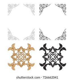 Classical baroque vector set of vintage elements for design. Decorative design element filigree calligraphy vector. You can use for wedding decoration of greeting card and laser cutting.