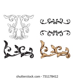 Classical baroque vector set of vintage elements for design. Decorative design element filigree calligraphy vector. You can use for wedding decoration of greeting card and laser cutting.