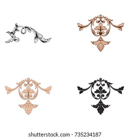 Classical baroque vector set of vintage elements for design. Decorative design element filigree calligraphy vector. You can use for wedding decoration of greeting card and laser cutting.