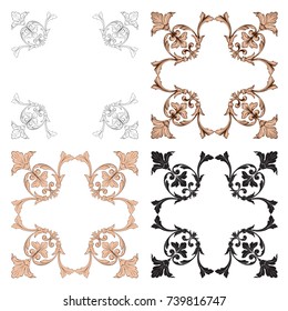 Classical baroque vector set of vintage elements for design. Decorative design element filigree calligraphy vector. You can use for wedding decoration of greeting card and laser cutting.