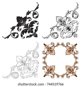 Classical baroque vector set of vintage elements for design. Decorative design element filigree calligraphy vector. You can use for wedding decoration of greeting card and laser cutting.