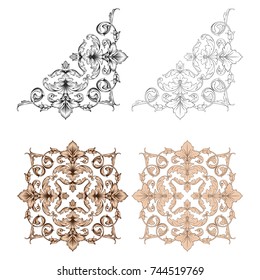 Classical baroque vector set of vintage elements for design. Decorative design element filigree calligraphy vector. You can use for wedding decoration of greeting card and laser cutting.