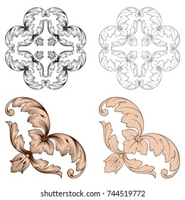 Classical baroque vector set of vintage elements for design. Decorative design element filigree calligraphy vector. You can use for wedding decoration of greeting card and laser cutting.