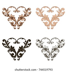Classical baroque vector set of vintage elements for design. Decorative design element filigree calligraphy vector. You can use for wedding decoration of greeting card and laser cutting.