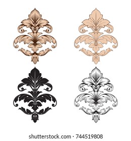 Classical baroque vector set of vintage elements for design. Decorative design element filigree calligraphy vector. You can use for wedding decoration of greeting card and laser cutting.