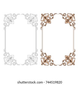 Classical baroque vector set of vintage elements for design. Decorative design element filigree calligraphy vector. You can use for wedding decoration of greeting card and laser cutting.
